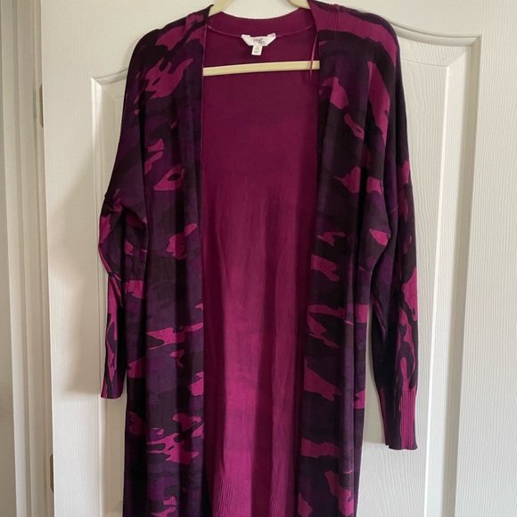 Terra & Sky Long Cardigan with Pretty Purple Camo Design. - Picture 1 of 3